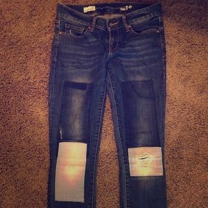 Gap patchwork distressed skinny jeans